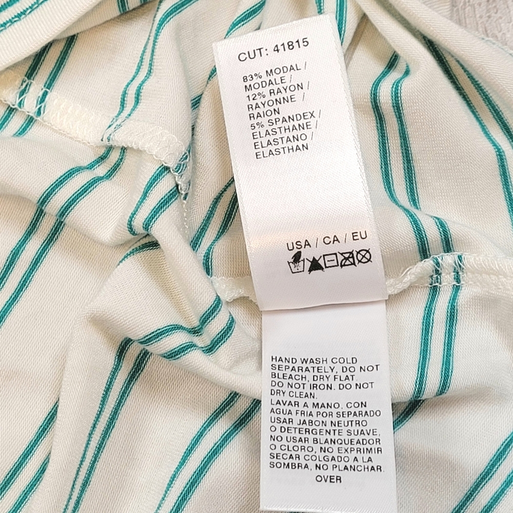 Splendid Short Tank Dress Womens Size L Green Striped Elasticized Drop Waist - Picture 6 of 6